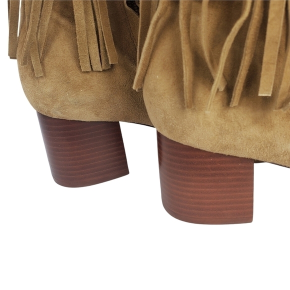 Rachel Zoe Suede Fringe Ankle Boots 7 Tan - Picture 4 of 10